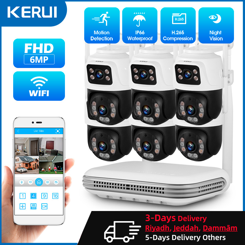 Home Security Video Cameras - KERUI Impermeable 6MP HD Inalámbrico Doble